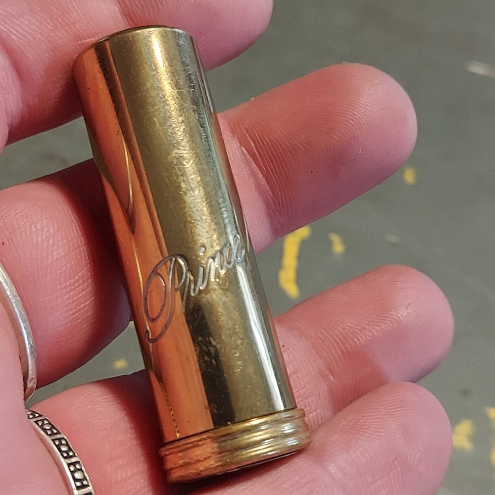 Vintage Prince Matchabelli Gold Lipstick Tube Crown Logo Paris New York 1950s